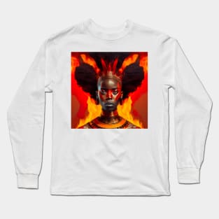 [AI Art] African Princess of Fire Bauhaus Art Style Long Sleeve T-Shirt